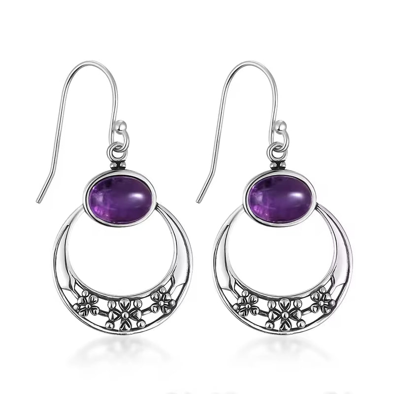 Boucles d’Oreilles "Sagesse Féminine" en Améthyste & Argent - - L'Arbre des Chakras