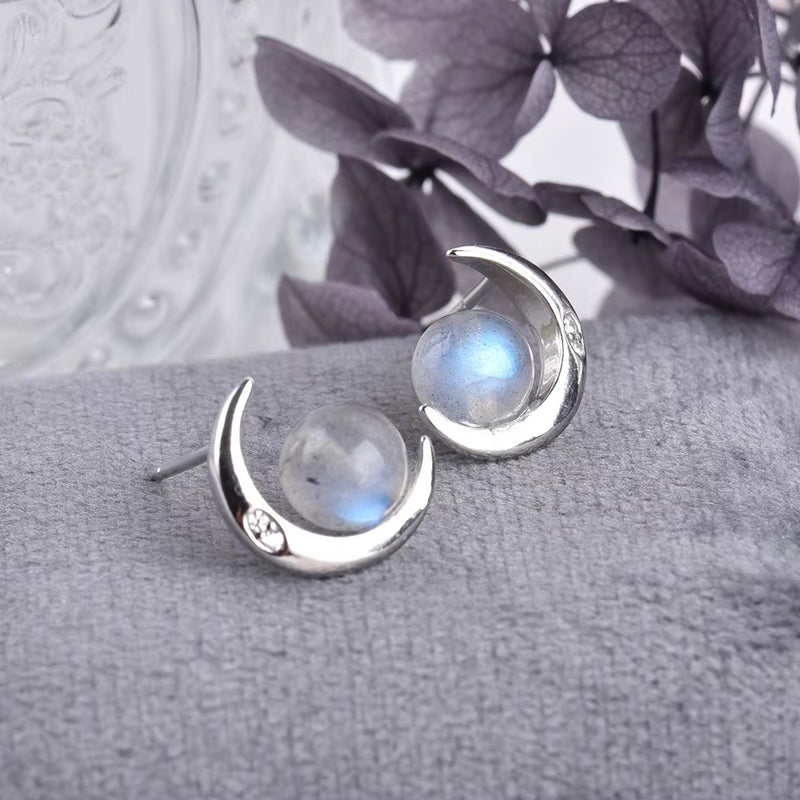 Boucles d&#39;Oreilles &quot;Lunes Mystiques&quot; en Labradorite &amp; Argent -  - L&#39;Arbre des Chakras