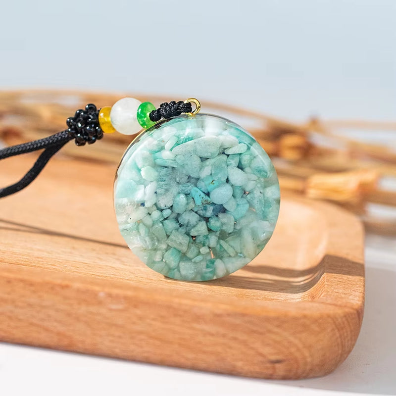 Pendentif Orgonite &quot;Triskel Protecteur&quot; en Amazonite -  - L&#39;Arbre des Chakras