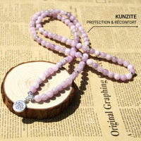 Bracelet Multi-tours "Aura Lumineuse" en Kunzite - Lotus - L'Arbre des Chakras