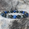 Bracelet "Guidance Intérieure" en Hématite, Tourmaline Noire & Oeil de Tigre Bleu - 17cm - L'Arbre des Chakras