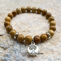 Bracelet "Enracinement" en Jaspe Paysage - 17cm - L'Arbre des Chakras