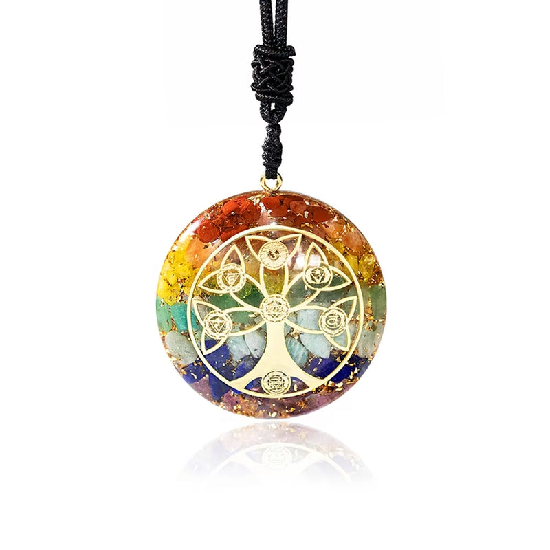 Pendentif Orgonite &quot;Arbre des 7 Chakras&quot; -  - L&#39;Arbre des Chakras