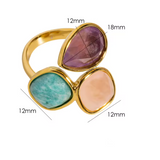 Bague "Apaisement Instantané" en Amazonite, Quartz Rose & Améthyste - - L'Arbre des Chakras
