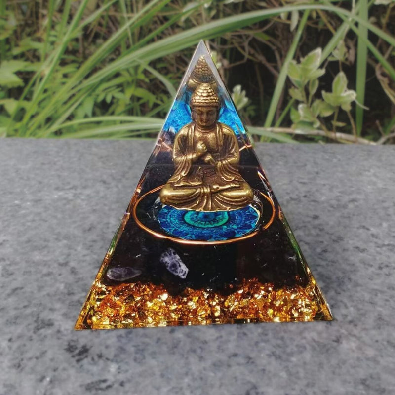 Orgonite &quot;Ancrage Divin - Énergie Bouddhiste&quot; en Obsidienne Noire -  - L&#39;Arbre des Chakras