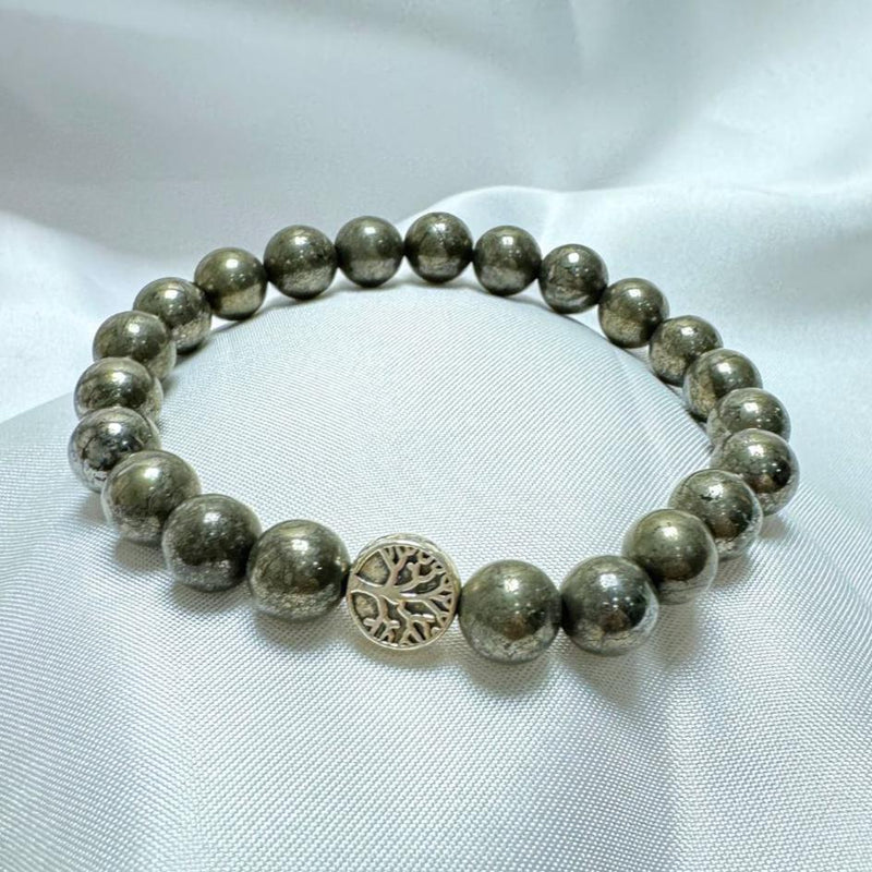 Bracelet &quot;Bouclier de Prospérité&quot; en Pyrite - 17cm - L&#39;Arbre des Chakras