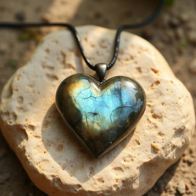 Pendentif Coeur en Labradorite - - L'Arbre des Chakras