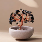 Arbre Feng Shui "Énergies Sacrées" en Pierres Naturelles - Obsidienne - L'Arbre des Chakras