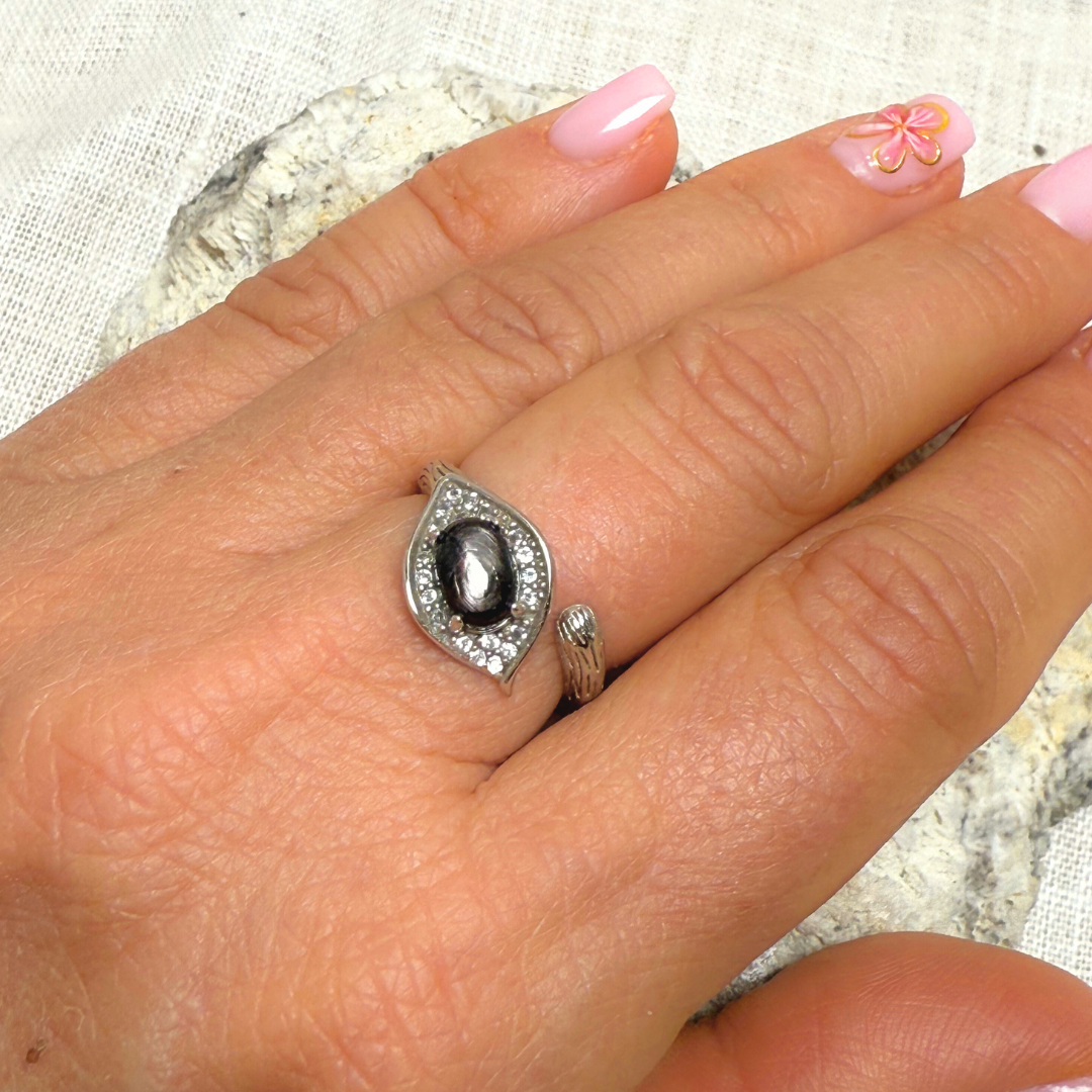 Bague "Dhairya" en Obsidienne Dorée