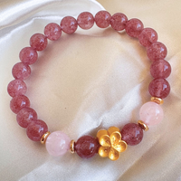 Bracelet "Fleur de Tendresse" en Quartz Rose & Quartz Fraise - - L'Arbre des Chakras