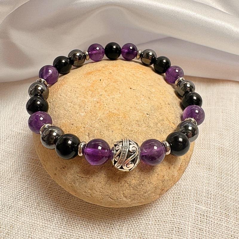 Bracelet Premium "Bouclier Émotionnel" en Pierres Naturelles - - L'Arbre des Chakras