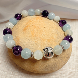 Bracelet Premium "Bien-Être Intérieur" en Améthyste, Aigue-Marine & Pierre de Lune - - L'Arbre des Chakras