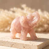 Éléphant "Gardien du Coeur" en Quartz Rose