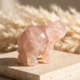 Éléphant "Gardien du Coeur" en Quartz Rose