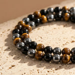 Collier "3 Protections" en Hématite, Obsidienne & Oeil de Tigre - - L'Arbre des Chakras