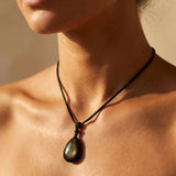 Pendentif Goutte “Force Intérieure” en Obsidienne Dorée