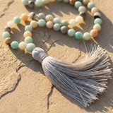 Collier Mala "Sérénité Intérieure" en Amazonite - - L'Arbre des Chakras