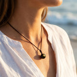 Pendentif "Sphère" en Obsidienne Dorée - - L'Arbre des Chakras
