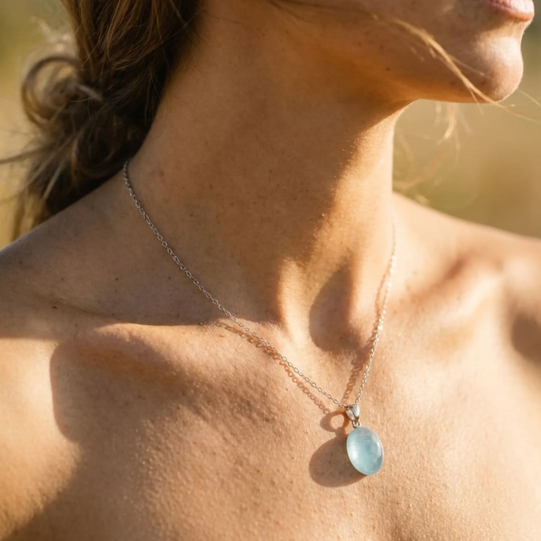 Pendentif "Calme Profond" en Aigue-Marine - - L'Arbre des Chakras
