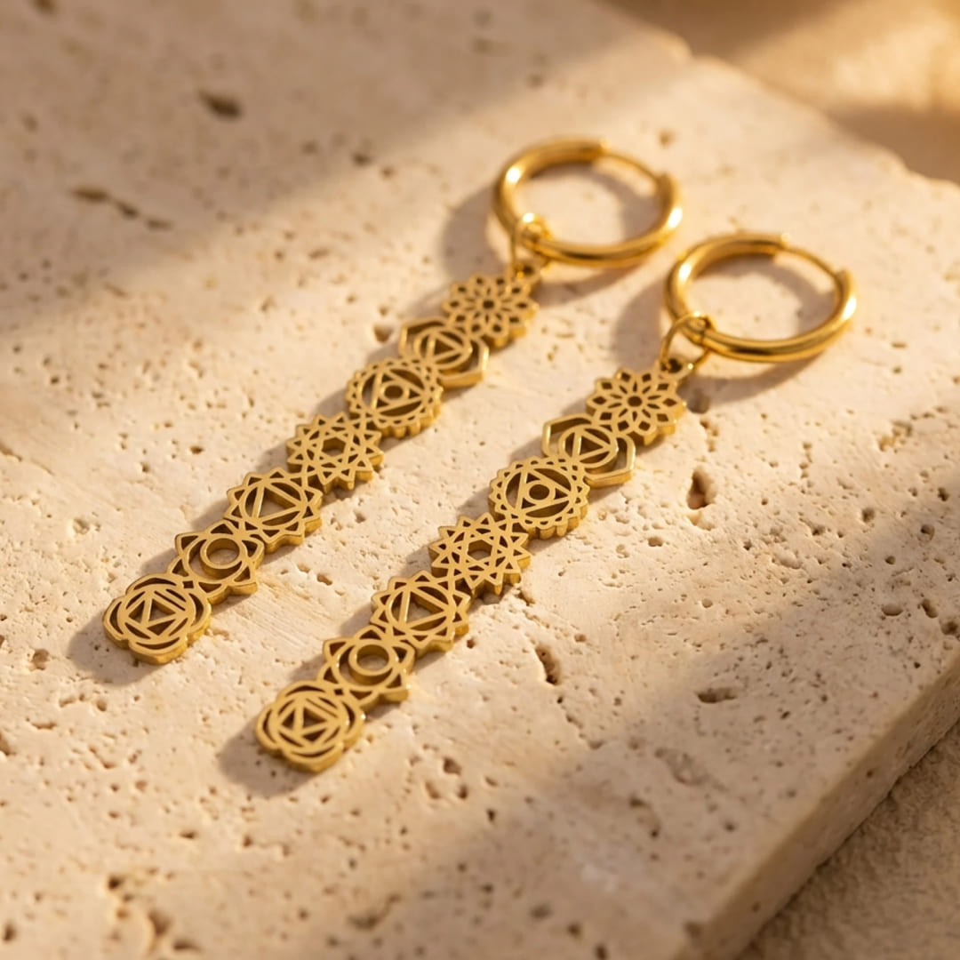 Boucles d'Oreilles Symboles des 7 Chakras - - L'Arbre des Chakras
