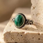 Bague "Fleur de Protection" en Malachite - 6 - L'Arbre des Chakras