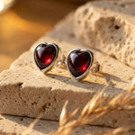 Boucles d'Oreilles "Coeur Passion" en Grenat & Argent - - L'Arbre des Chakras