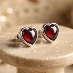 Boucles d'Oreilles "Coeur Passion" en Grenat & Argent - - L'Arbre des Chakras
