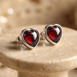 Boucles d'Oreilles "Coeur Passion" en Grenat & Argent - - L'Arbre des Chakras