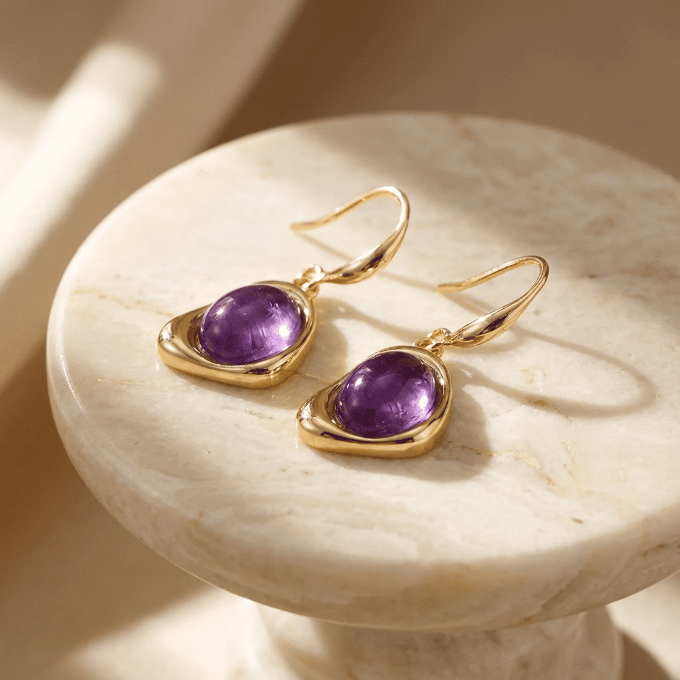 Boucles d'oreilles améthyste - Or - L'Arbre des Chakras