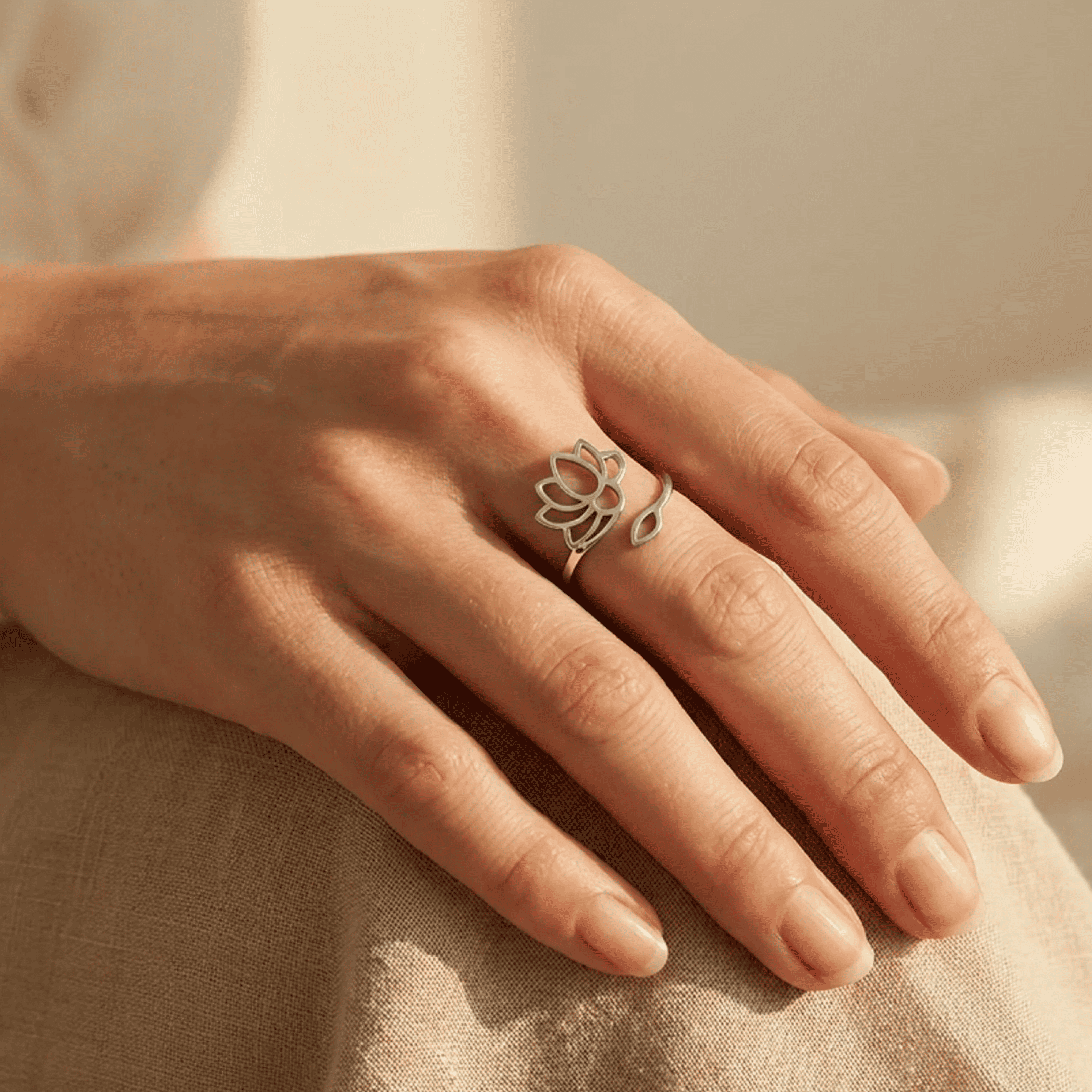 Bague Ajustable Lotus Divin - - L'Arbre des Chakras