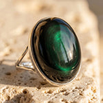 Bague Ajustable "Guérison de L'Âme" en Obsidienne Œil Céleste - - L'Arbre des Chakras