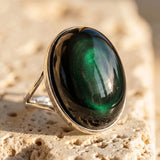 Bague Ajustable "Guérison de L'Âme" en Obsidienne Œil Céleste - - L'Arbre des Chakras