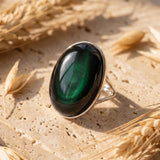 Bague Ajustable "Guérison de L'Âme" en Obsidienne Œil Céleste - - L'Arbre des Chakras