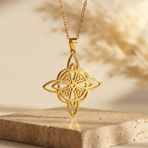 Pendentif "Protection Éternelle" en Nœud de Sorcière - dorée - L'Arbre des Chakras