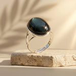 Bague Ajustable "Éveil de L'Âme" en Obsidienne Œil Céleste - - L'Arbre des Chakras
