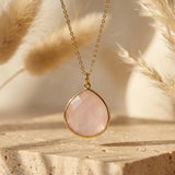 Pendentif "Douceur Infini" en Quartz Rose - dorée - L'Arbre des Chakras