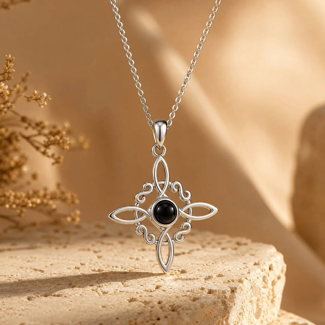 Pendentif "Protection Sorcière" en Obsidienne - - L'Arbre des Chakras