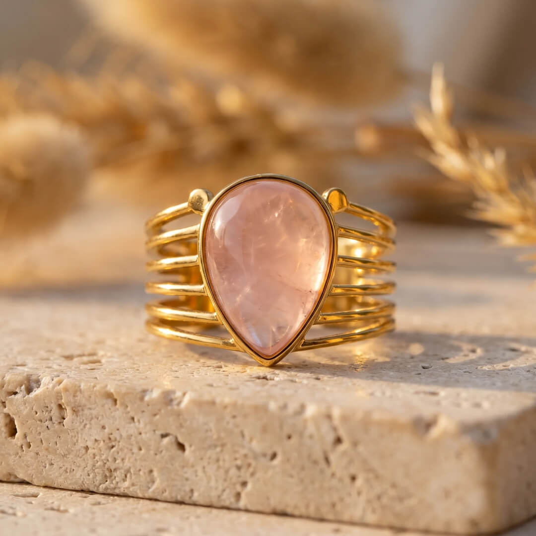 Bague Aura d’Amour en Quartz Rose - - L'Arbre des Chakras