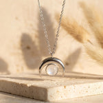 Collier "Croissant de Lune" en Pierre de Lune - Argent - L'Arbre des Chakras