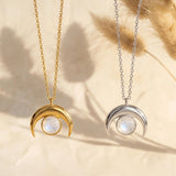 Collier "Croissant de Lune" en Pierre de Lune - - L'Arbre des Chakras