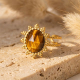 Bague "Fleur" en Œil de Tigre - - L'Arbre des Chakras