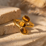 Bague “Triple Lumière” en Œil de Tigre - - L'Arbre des Chakras