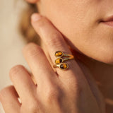 Bague “Triple Lumière” en Œil de Tigre - - L'Arbre des Chakras