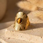 Bague “Mandala Protecteur” en Œil de Tigre - - L'Arbre des Chakras