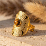 Bague “Mandala Protecteur” en Œil de Tigre - - L'Arbre des Chakras