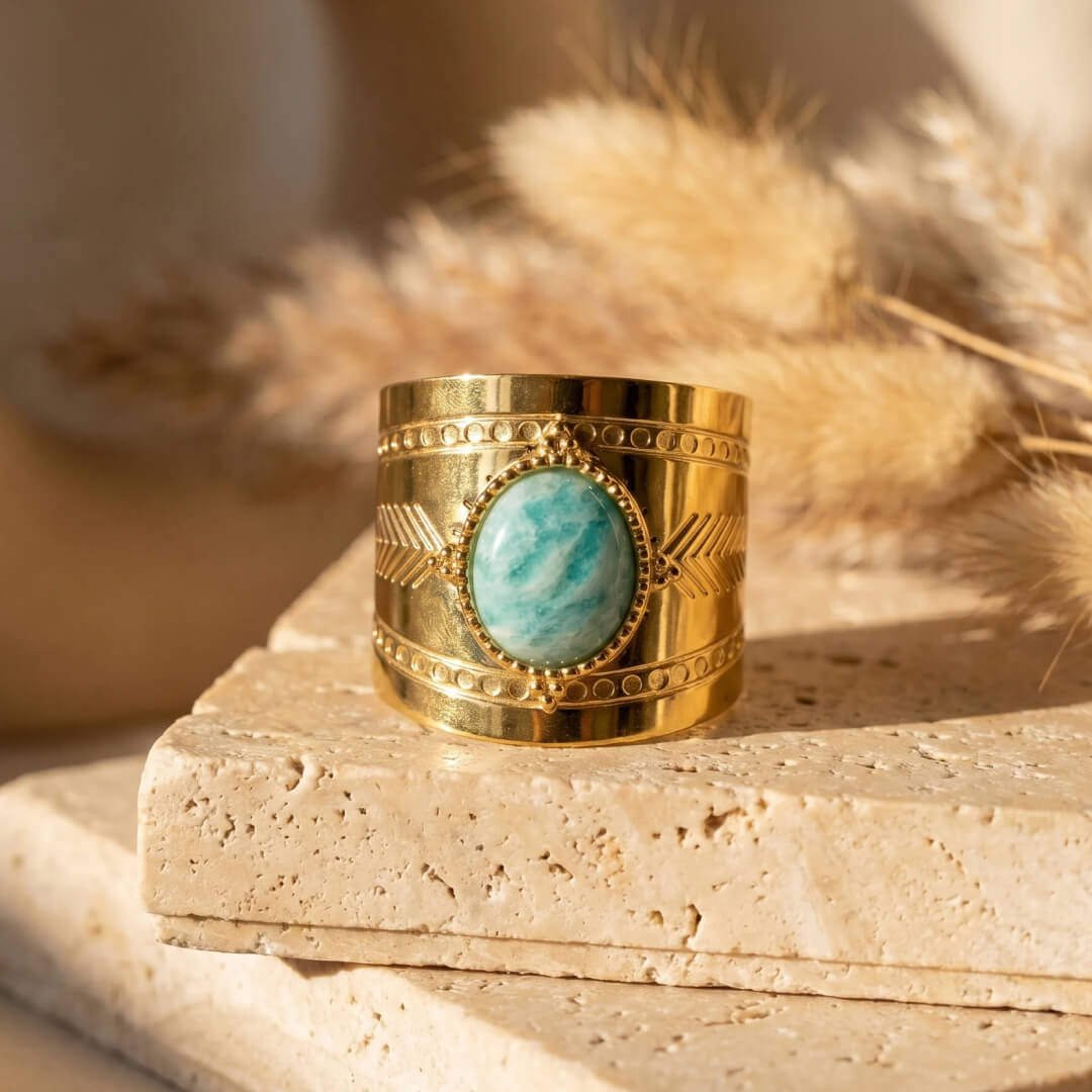 Bague oeil en Amazonite - - L'Arbre des Chakras