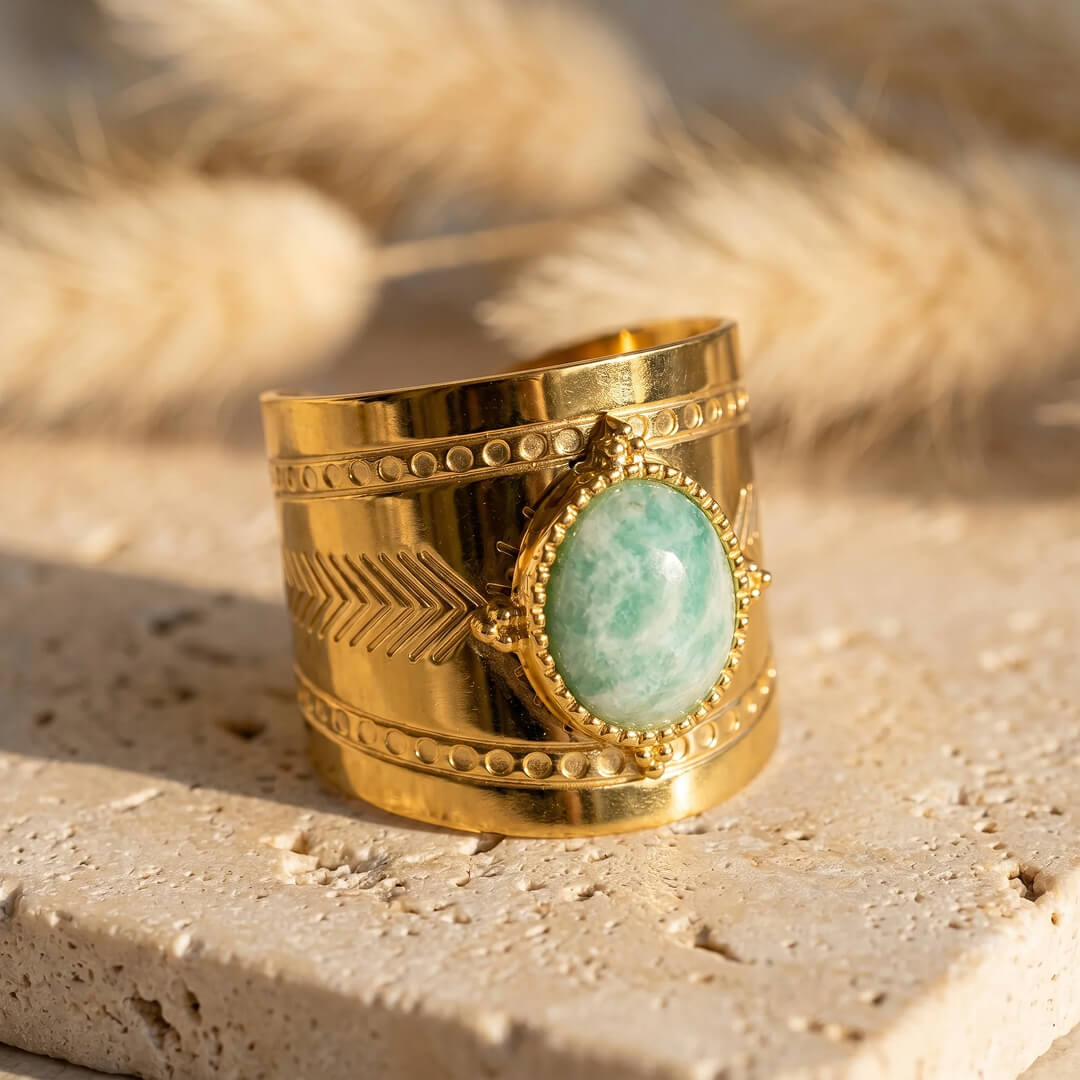 Bague oeil en Amazonite - - L'Arbre des Chakras