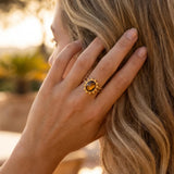 Bague “Fleur” en Œil de Tigre - - L'Arbre des Chakras