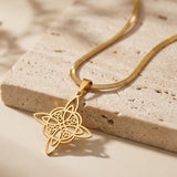 Pendentif "Protection Éternelle" - Nœud de Sorcière, Chaîne plate - - L'Arbre des Chakras