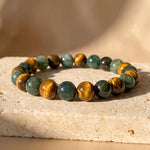 Bracelet "Équilibre & Protection" en Oeil de Tigre & Agate Mousse - - L'Arbre des Chakras
